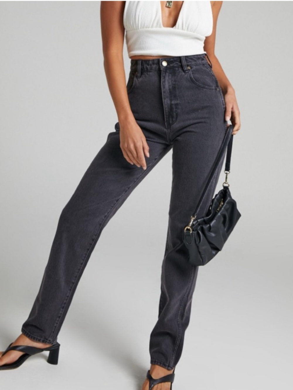 Rolla's Elle Relaxed Straight Leg Jeans in Washed Black